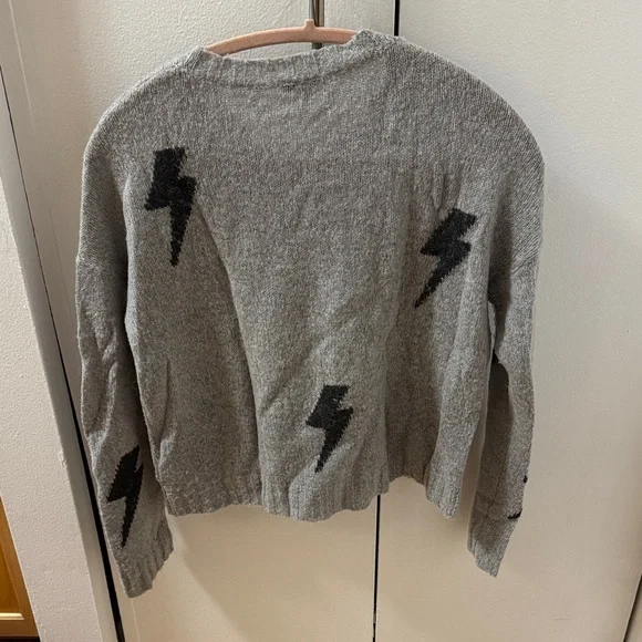 Rails Gray Sweater with Black Lightning Bolts - Picture 3 of 6